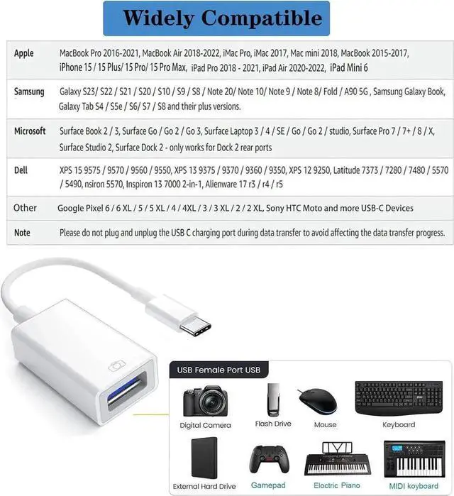 Alt view image 3 of 6 - USB-C to USB Adapter MFi Certified Type-C to USB OTG Cable Compatible with iPhone 16/15 MacBook Pro Air iPad Pro/Air iMac Surface Galaxy S24 and More