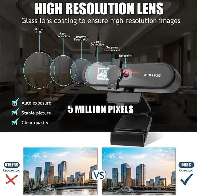 Alt view image 4 of 7 - Full HD WebCam 2K Webcam Computer PC Web Cam Webcam Auto Focus Laptop Camera For Youtube Skype Live Broadcast Video Work