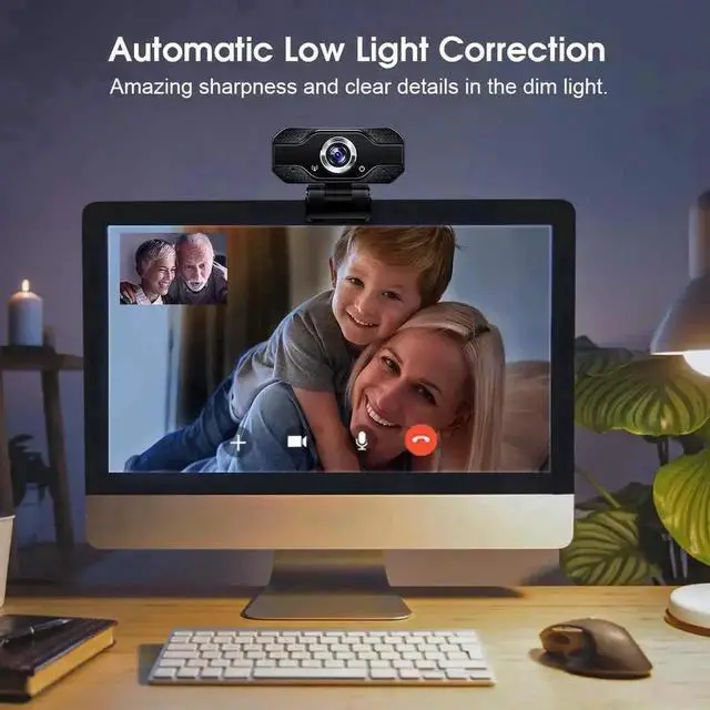 Alt view image 2 of 6 - Video Calling Recording Conferencing Live Class Webcam,1080P Full HD Webcam USB Desktop & Laptop Webcam Live Streaming Webcam with Microphone Widescreen HD Video Webcam