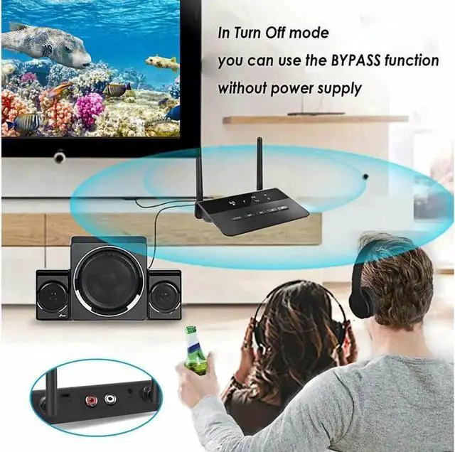 Alt view image 3 of 5 - Long Range Bluetooth 5.0 Transmitter Receiver Apt-X HD Low Latency Audio Adapter