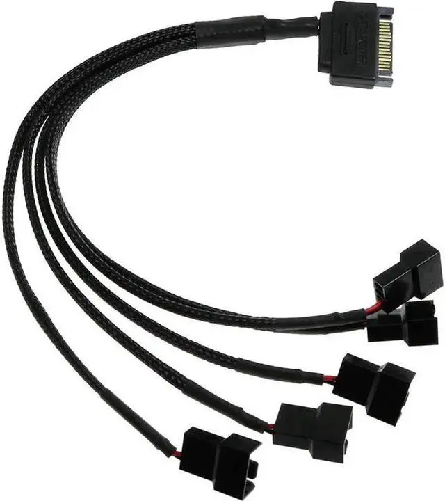 Alt view image 2 of 2 - QURO 15-Pin SATA to 5 Fan Adapter Cable SATA to 3 Pin/4 Pin PMW PC Case Fan Power Adapter Cable,Cooling Fan Y Splitter Cable