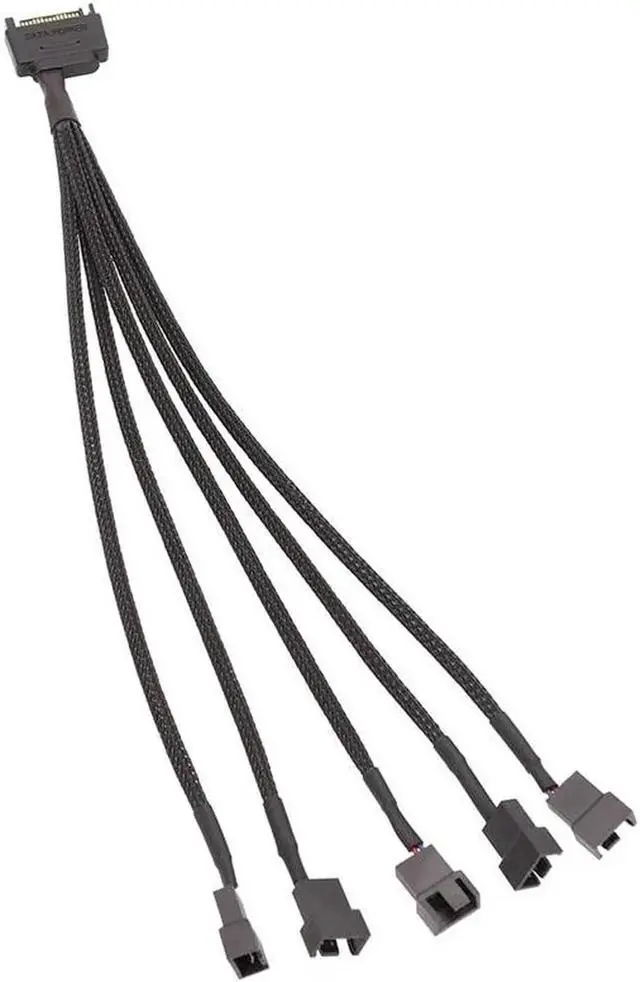 Main image of QURO 15-Pin SATA to 5 Fan Adapter Cable SATA to 3 Pin/4 Pin PMW PC Case Fan Power Adapter Cable,Cooling Fan Y Splitter Cable