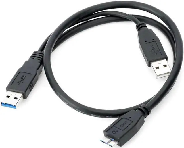 Alt view image 2 of 3 - QURO Micro USB Cable for Mobile HDD Dual USB3.0 A Male to Micro USB 3.0 Y cable with Extra Power Cable USB A to Micro USB Cable Cord