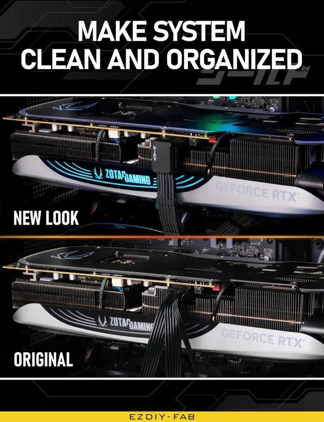 Alt view image 5 of 7 - QURO Shield PCIE 5.1 GPU Extension Cable with 90 Degree 12V-2x6 Angle Adapter,16pin (12+4) 12VHPWR PCIe 5.1 PSU Cable Extension for RTX 40/50 Series with Combs-Standard Type-Black