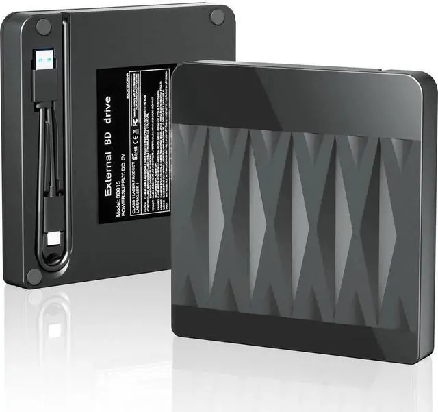 Alt view image 2 of 7 - QURO External Blu Ray Drive Support 50G Disc Read/Write, 3D Portable USB 3.0&Type-C External Blueray/DVD Drive for PC, CD/DVD/Blu Ray Burner Suitable for Windows MacOS Linux Laptop Desktop