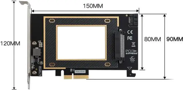 Alt view image 2 of 3 - QURO PCIE Riser PCI Express X16 to U.2 SFF8639 Adapter NVMe SSD Expansion Card U.2 SAS SSD SATA 7+15 SSD 2.5-Inch Solid State