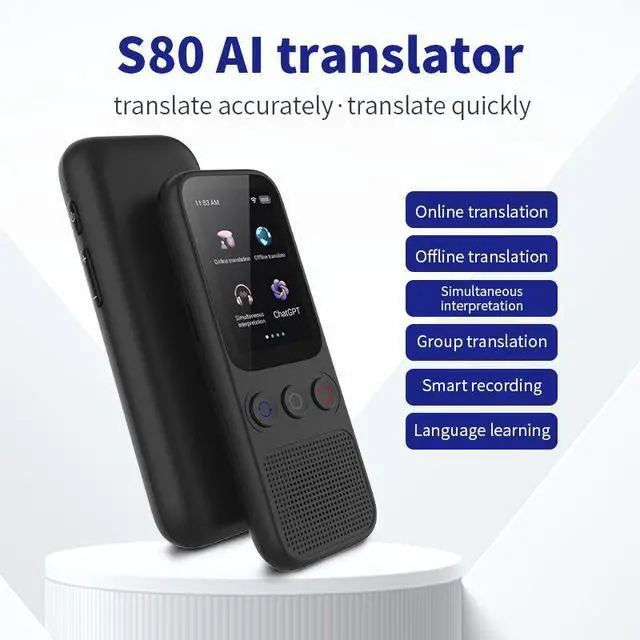 Alt view image 4 of 7 - QURO AI Instant Voice Translator Touch Screen Offline Translation Wifi Bluetooth Type C 32GB 1000mAh Battery Recorder