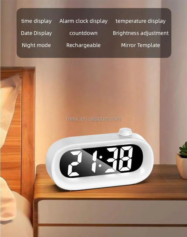 Main image of QURO Temperature countdown date, large-sized LED display, digital calendar, alarm clock, automatic setting function, charging package