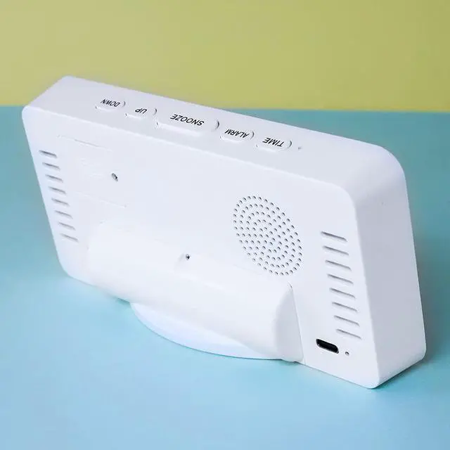 Alt view image 2 of 5 - QURO Digital LED Smart Office Desk Atomic Mirror Surface Alarm Clock Electronic Time Date Indoor Temperature 3 Sets Home Bedroom Use