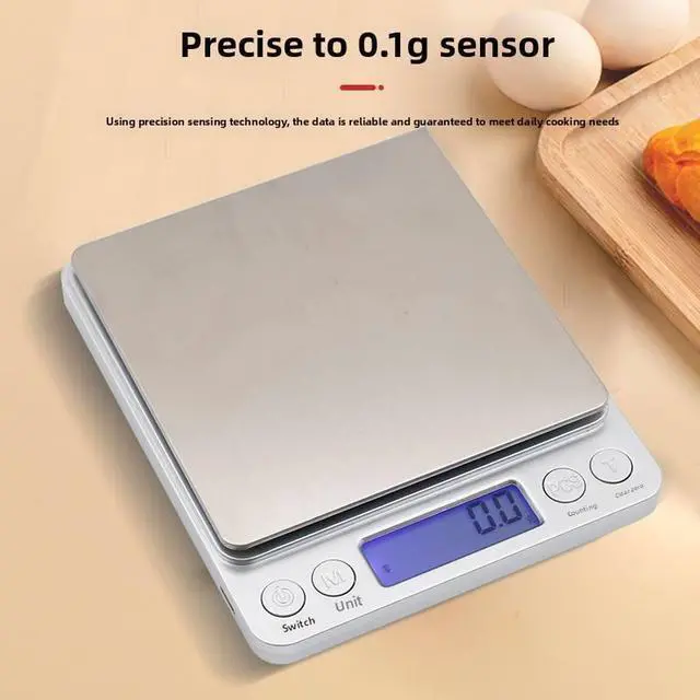 Alt view image 2 of 6 - QURO High Accuracy LCD Digital Kitchen Scale Stainless Steel ABS Precise Food Electronic Weighing Scale for Baking Cooking