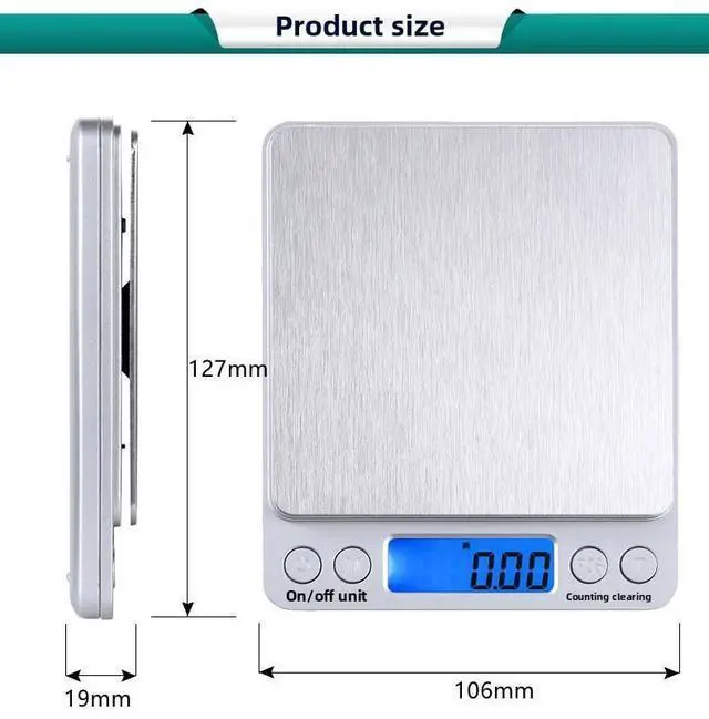 Alt view image 3 of 6 - QURO High Accuracy LCD Digital Kitchen Scale Stainless Steel ABS Precise Food Electronic Weighing Scale for Baking Cooking