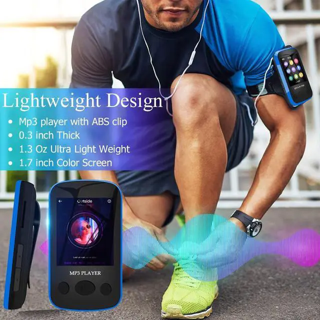 Alt view image 4 of 6 - QURO Small 1.7 Inch TFT Screen Walkman MP3 Player FM Radio Sports Clip Wireless Recording Max 128GB TF Card Storage