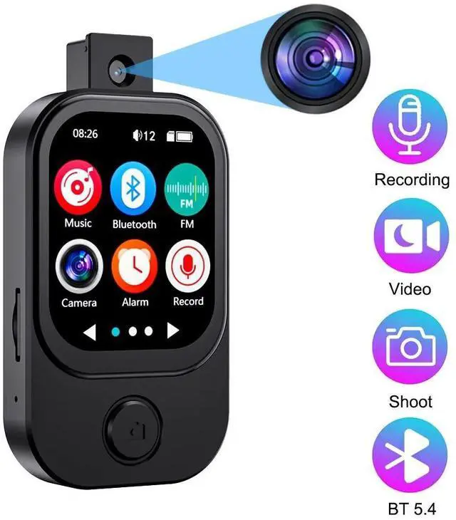Alt view image 3 of 6 - QURO Colour Screen Bt Mp3/4 Player Camera Take Photos Viedos E-Book Clock Built-in Speaker Video Playback Hd Recording Hifi Audio Black 64GB