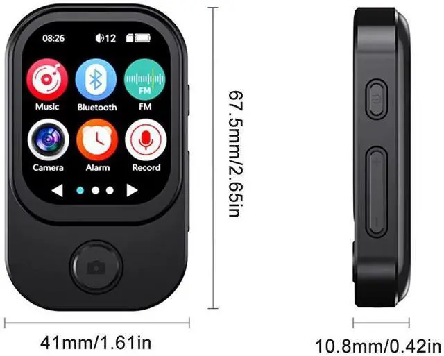 Alt view image 4 of 6 - QURO Colour Screen Bt Mp3/4 Player Camera Take Photos Viedos E-Book Clock Built-in Speaker Video Playback Hd Recording Hifi Audio Black 64GB