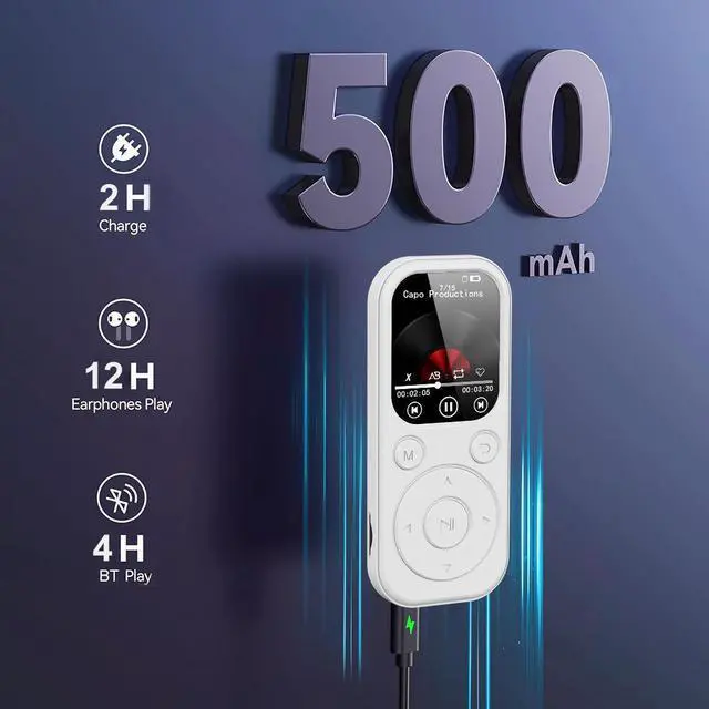Alt view image 3 of 6 - QURO Manufacturer Wholesale MP3/MP4 Music Player 8GB to 128GB, Bluetooth Portable Player, IPS High-definition Large Screen Recording Black 128