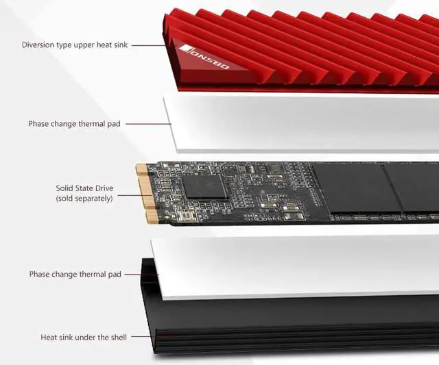 Alt view image 4 of 5 - M.2-3 SSD Heat Sink Heatsink NVME NGFF M.2 2280 SSD Hard Disk Aluminum Heat Sink Radiator Thermal Cooling Pad for Desktop PC