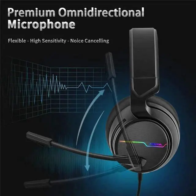 Alt view image 4 of 5 - Xiberia V20 Gaming Headphones USB 7.1 Headset for PC Game Computer Bass Stereo Earphones with Microphone LED Light