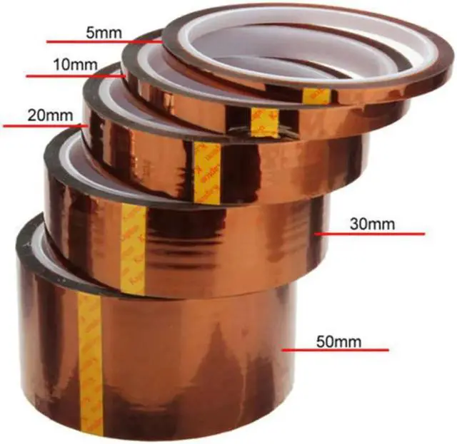 Alt view image 4 of 5 - 5/10/20/30/50mm 33m Kapton Adhesive Tape Thermal InsulationTape HighTemperature Heat Resistant Polyimide Heat Insulation Tape20