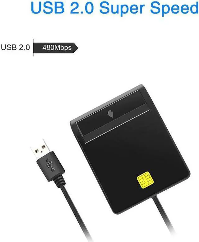 Alt view image 4 of 5 - USB 2.0 480Mps Smart Card Reader SIM/ IC/CAC/ DNIE /ATM ID /Tax/Bank Card Reader High Quality Black