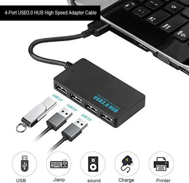 Alt view image 2 of 5 - 4-Port USB3.0 HUB High Speed Adapter Cable for Multi-device Computer Laptop computer peripherals
