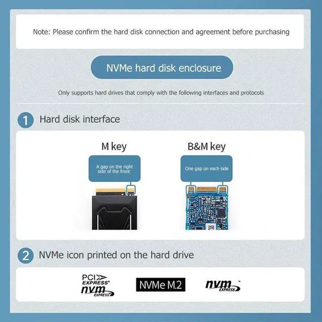 Alt view image 4 of 4 - 1pcs 20Gbps/10Gbps/5Gbps M.2 NVME SSD Enclosure Type-C Solid State Drive Mobile Case HDD Case with Cable for M2 SSD Box