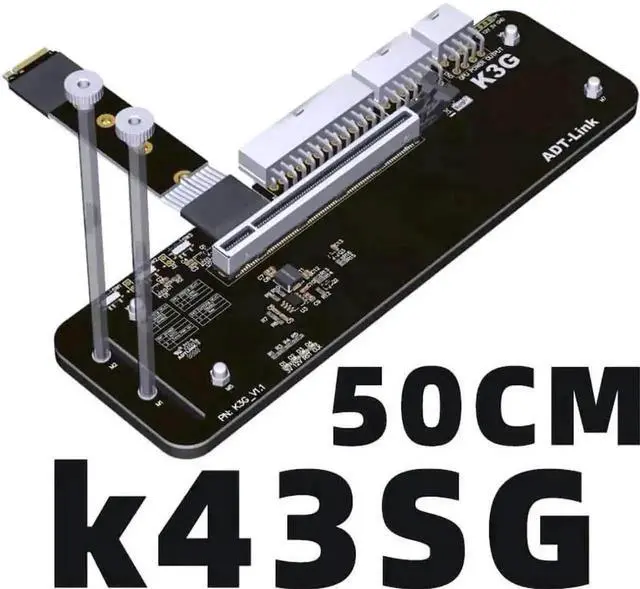 Alt view image 2 of 4 - M.2 M Key NVMe External Graphics Card Stand Bracket 64Gbs Full Speed with PCIe 4.0 x4 Riser Cable R43SG Upgraded for Graphics Card 1660 Above (50CM K43SG)