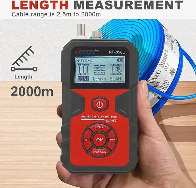 Alt view image 2 of 7 - LCD Network Cable Tester, Multifunction RJ11 RJ45 Ethernet Cable Tester with VFL Function and POE Tester, Anti-Interference Network Tester for Communication Line, Network Tool Kit