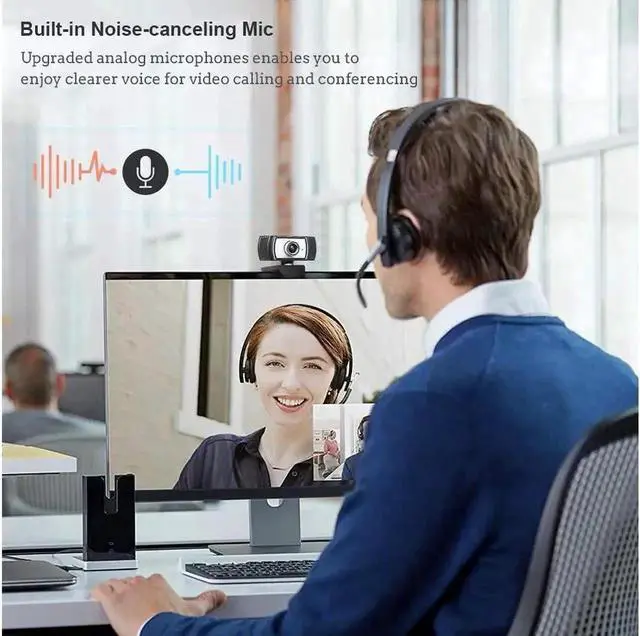 Alt view image 5 of 7 - 1080P Webcam with Microphone, HD PC Desktop Computer MF Web Cam with 180° Ajustable Clip, 360°Rotatable USB Smart TV Web Camera for Skype, Live Steam, Video Chat, Recording, Conferencing