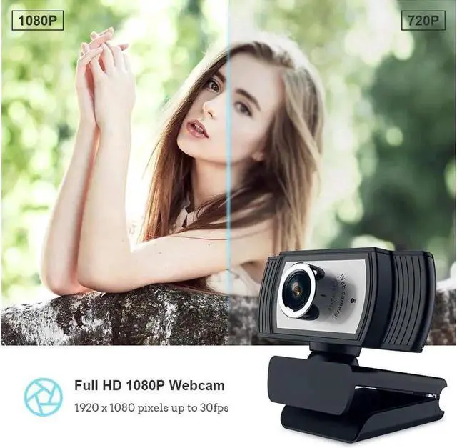 Alt view image 4 of 7 - 1080P Webcam with Microphone, HD PC Desktop Computer MF Web Cam with 180° Ajustable Clip, 360°Rotatable USB Smart TV Web Camera for Skype, Live Steam, Video Chat, Recording, Conferencing