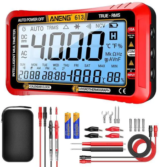 Main image of Digital Multimeter Tester,4000 Counts Voltage Tester,Auto-Ranging TRMS Volt Meter,Large LCD Ohm Meter Measures AC/DC Current,Voltage,Resistance, Diode,Continuity,Capacitance,Temperature