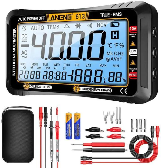 Main image of Digital Multimeter Tester,4000 Counts Voltage Tester,Auto-Ranging TRMS Volt Meter,Large LCD Ohm Meter Measures AC/DC Current,Voltage,Resistance, Diode,Continuity,Capacitance,Temperature Black