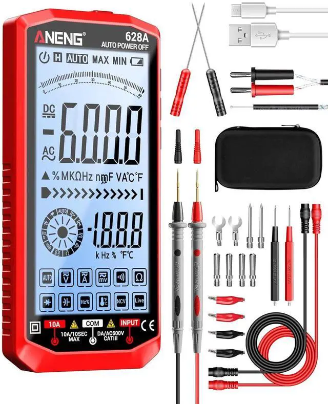 Main image of Multimeter,Digital Voltmeter Tester,TRMS 6000 Counts Rechargeable Meter Measures AC/DC Voltage,Current,Resistance,Capacitance,Temperature,Hz,NCV,Diode,Continuity Auto Ranging Electircal Tools
