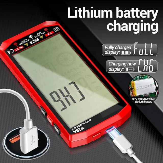 Alt view image 3 of 7 - Multimeter,Digital Voltmeter Tester,TRMS 6000 Counts Rechargeable Meter Measures AC/DC Voltage,Current,Resistance,Capacitance,Temperature,Hz,NCV,Diode,Continuity Auto Ranging Electircal Tools