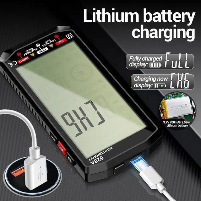 Alt view image 3 of 7 - Multimeter,Digital Voltmeter Tester,TRMS 6000 Counts Rechargeable Meter Measures AC/DC Voltage,Current,Resistance,Capacitance,Temperature,Hz,NCV,Diode,Continuity Auto Ranging Electircal Tools Black