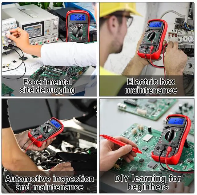 Alt view image 6 of 7 - Multimeter with Case,Ammeter Voltmeter Ohmmeter AC/DC Voltage,DC Current,Resistance,Diode hFE Transistor,Backlit Screen,Data Retention,Electrical Test Meter for DIY Home Electrical Testing Red