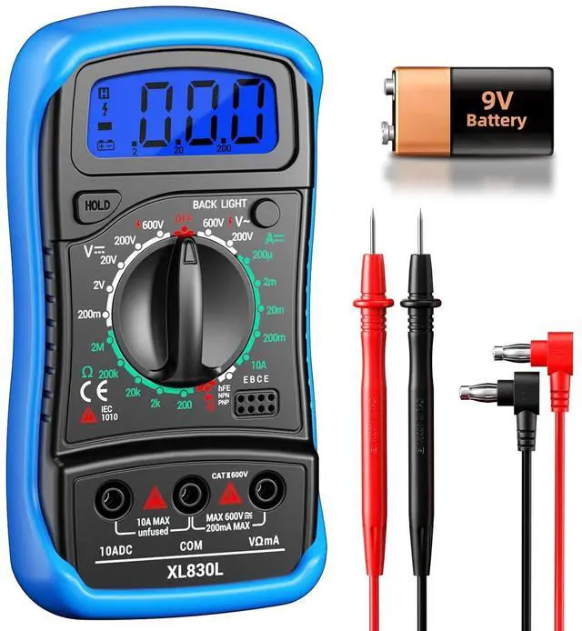 Main image of Multimeter with Case,Ammeter Voltmeter Ohmmeter AC/DC Voltage,DC Current,Resistance,Diode hFE Transistor,Backlit Screen,Data Retention,Electrical Test Meter for DIY Home Electrical Testing Blue
