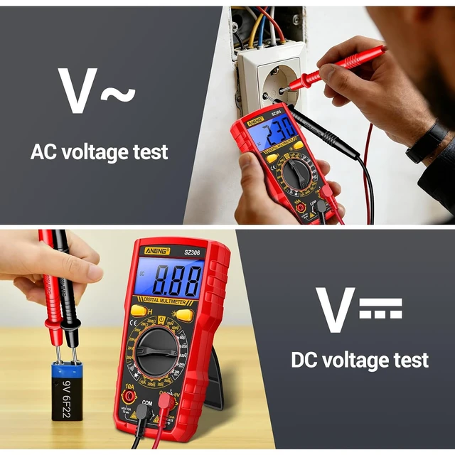 Alt view image 3 of 7 - SZ306 Digital Multimeter,Backlit LCD,Data Hold for AC DC Voltage Test