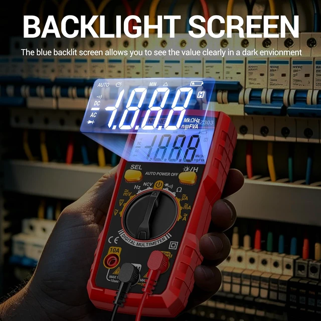 Alt view image 6 of 7 - SZ306 Digital Multimeter,Backlit LCD,Data Hold for AC DC Voltage Test
