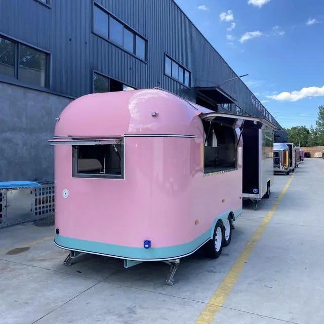 Alt view image 2 of 7 - Pink Retro Food Trailer | Mobile Catering Coffee Snack Bar Double Axle