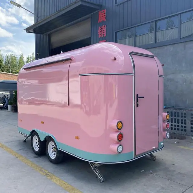 Alt view image 3 of 7 - Pink Retro Food Trailer | Mobile Catering Coffee Snack Bar Double Axle
