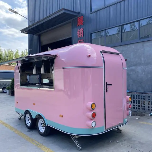 Alt view image 4 of 7 - Pink Retro Food Trailer | Mobile Catering Coffee Snack Bar Double Axle