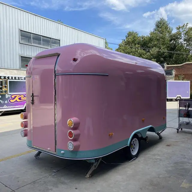 Alt view image 6 of 7 - Pink Retro Food Trailer | Mobile Catering Coffee Snack Bar Double Axle