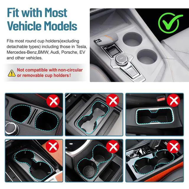 Alt view image 2 of 7 - Car Tray Table & Car Desk for Laptop with 2 Risers and Anti-Slip Pad, 360° Rotating Cup Holder for Working and Eating Compatible with Tesla Model 3/Y/S, Ford F150/Explorer/Maverick & Most Vehicles/EV