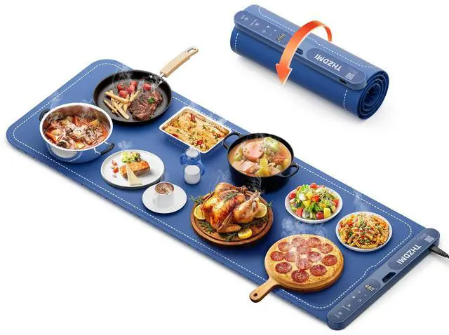 Main image of Extra Large Food Warming Mat 40"x16"- Fast Heating Silicone Electric Warming Tray with Raised Feet Protects Table, Roll Up Buffet Hot Plates Heat Pad, Portable Food Warmer for Parties Home Travel