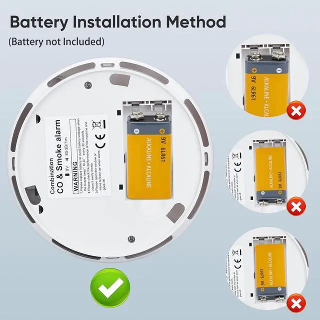 Alt view image 6 of 7 - Smoke and Carbon Monoxide Detector, Combination Smoke Alarm and Carbon Monoxide Detector Battery Powered, CO Detector Alarm with Sensitive Sensor, Sound Warning and LCD Display, CDR-803