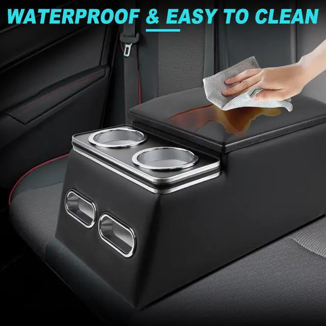 Alt view image 4 of 7 - Universal Car Center Console Organizer with Cup Holder& Phone Holder, Rear Bench Seat Consoles with Armrest Middle Storage Box, Truck Seat Organizer for Car & Van & Truck Floor Cab, Black