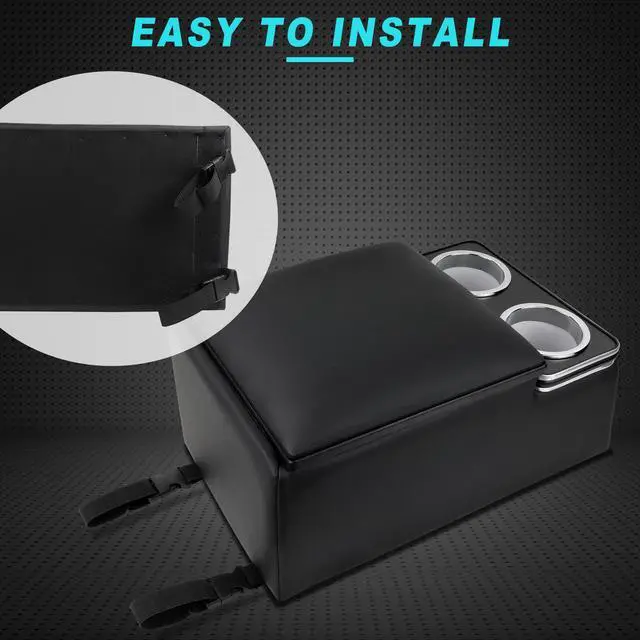 Alt view image 5 of 7 - Universal Car Center Console Organizer with Cup Holder& Phone Holder, Rear Bench Seat Consoles with Armrest Middle Storage Box, Truck Seat Organizer for Car & Van & Truck Floor Cab, Black