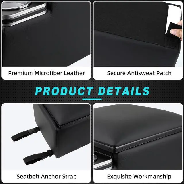 Alt view image 6 of 7 - Universal Car Center Console Organizer with Cup Holder& Phone Holder, Rear Bench Seat Consoles with Armrest Middle Storage Box, Truck Seat Organizer for Car & Van & Truck Floor Cab, Black