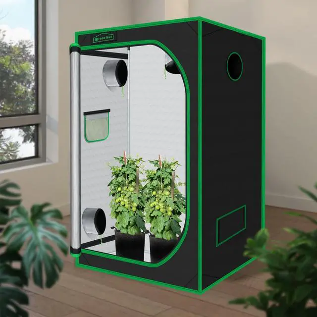 Alt view image 2 of 7 - 3x3 Grow Tent, 36"x36"x72" Growing Tent with Observation Window and Floor Tray for Hydroponics Indoor Plant Growing 3x3 Grow Room