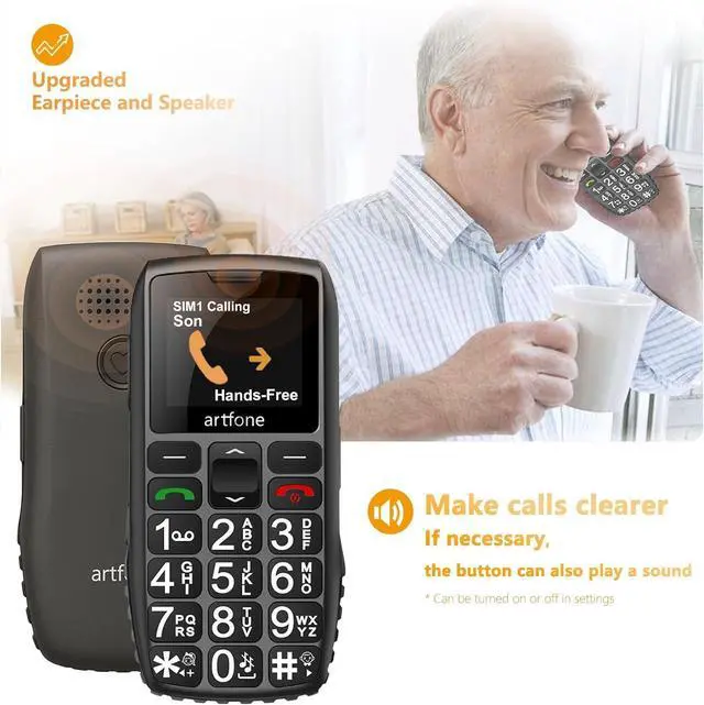 Alt view image 3 of 7 - C1+4G Pro Black - Big Buttons Cell Phone for SeniorsBasic Phone with SOS ButtonCharging Station1800mAhLoud SpeakerTalking ClockSpeed DialHands-freeLarge FontUnlocked PhonesFM Radio